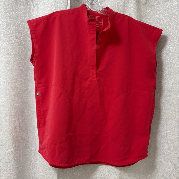 Figs Tops - FIGS Women’s Technical Collection Rafaela Oversized Red Scrub Top Size small